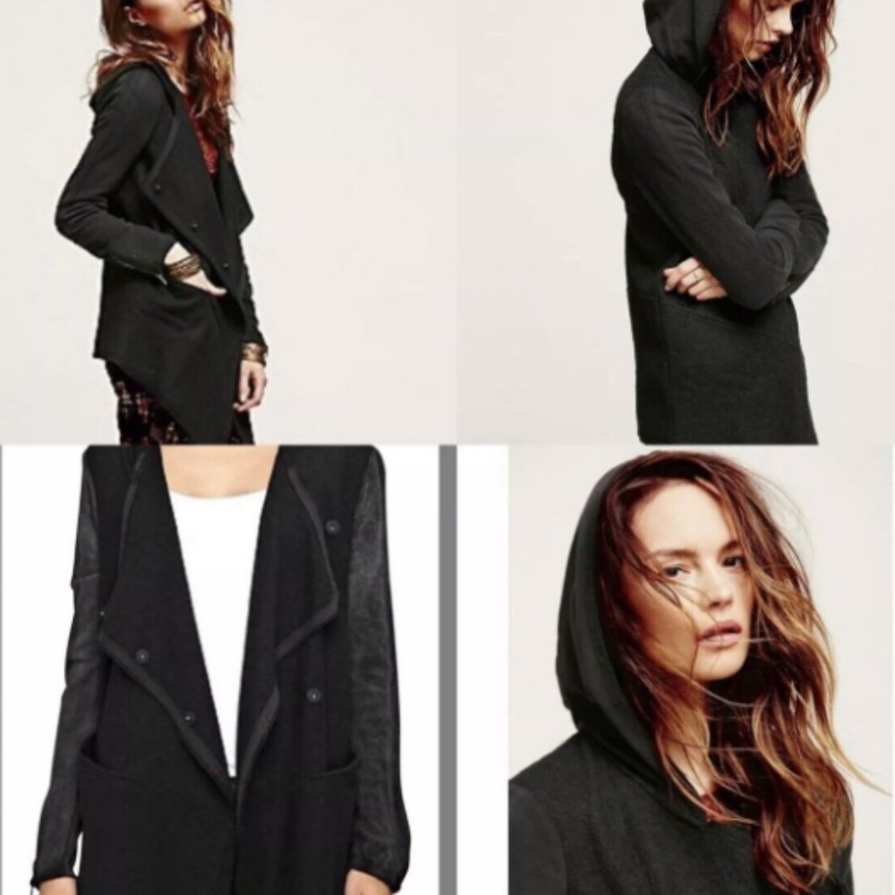 Free People Drippy Wool Jacket / Size M / Black Grey